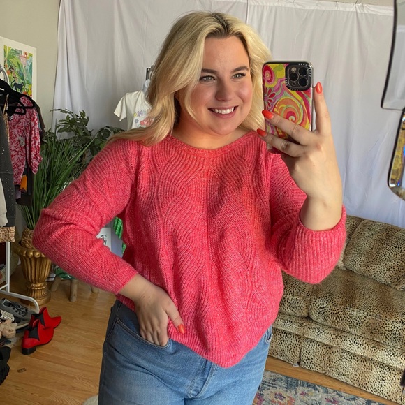 Anthropologie Sweaters - anthropologie pink peach textured knit sweater